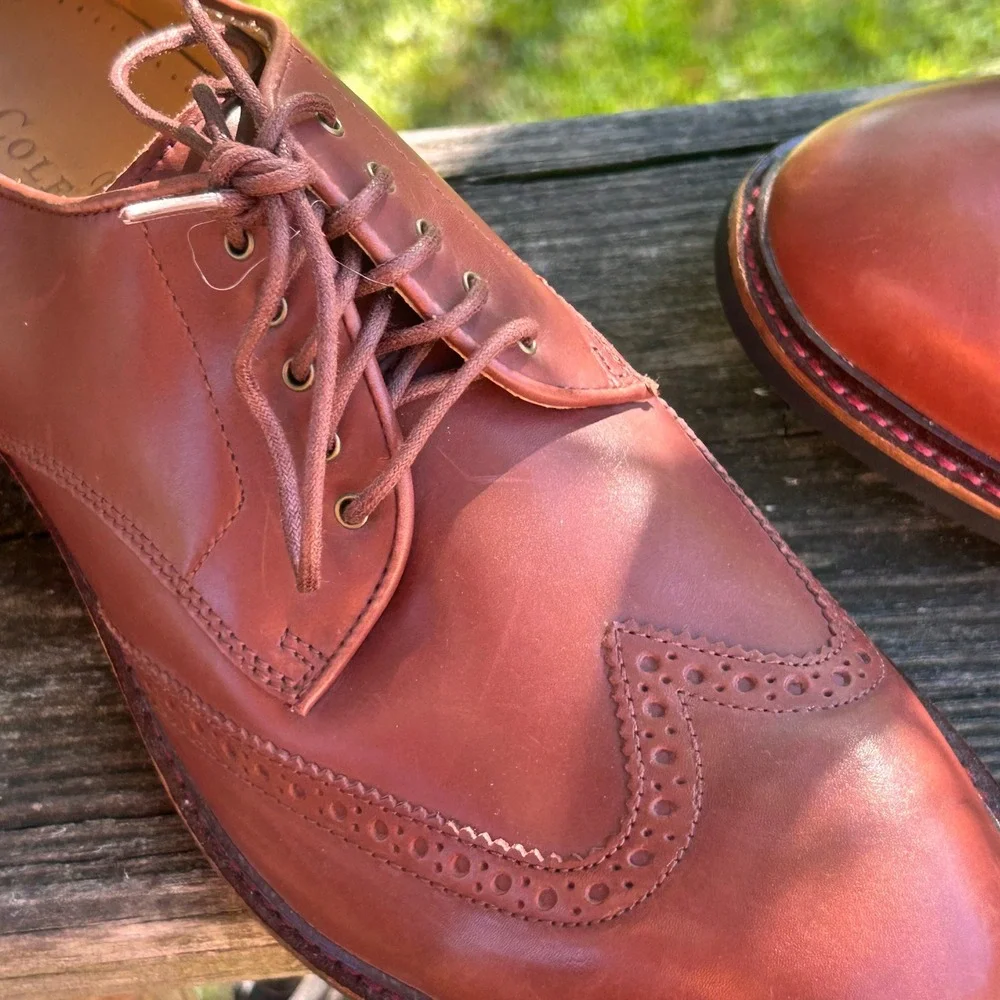 Cole Haan Wingtip Oxford‎ 10.5 Brown Leather Derby Dark Academia Classic Preppy